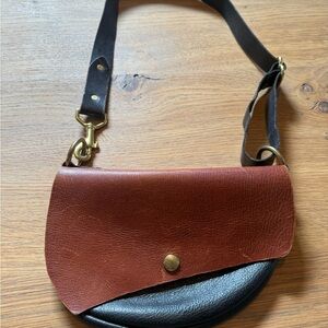 Fortuna Monsoon Handmade Leather Crossbody Bag in Brown and Black